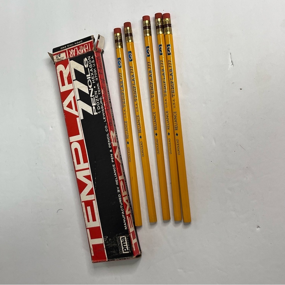 templar 777 no.3 pencil durolead reliance usa hexagon vintage lot of 5‎ with box